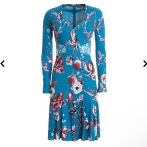 Roberto Cavalli Forbidden Fruit Floral Lace Insert Dress with Ruffle Hem